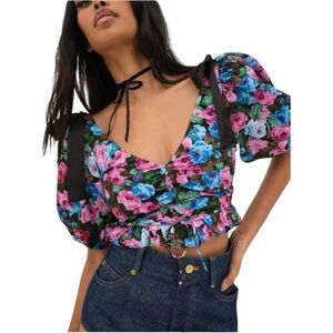 NWT For Love and Lemons Women’s Maggie Satin Crop Top Size Small